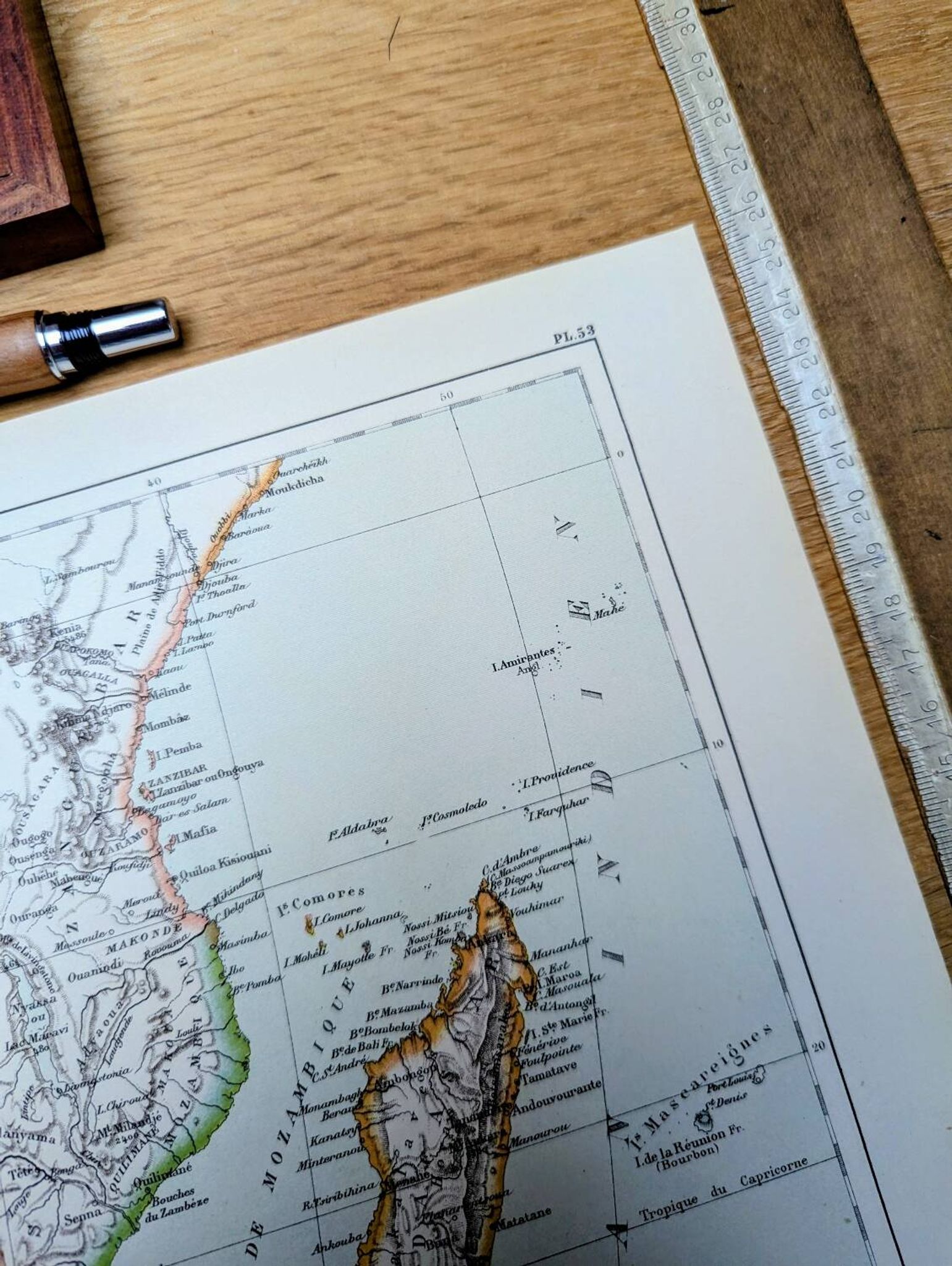 Imprimée en 1885, le sud de l'Afrique.