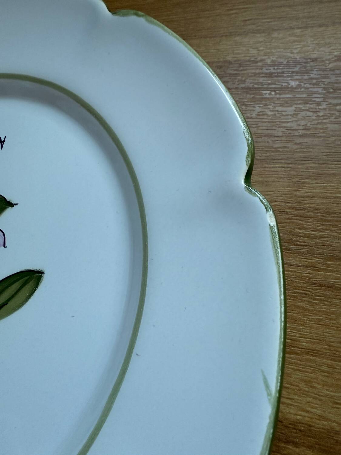 Pair of vintage Charolles plates hand-painted – Botanical decor