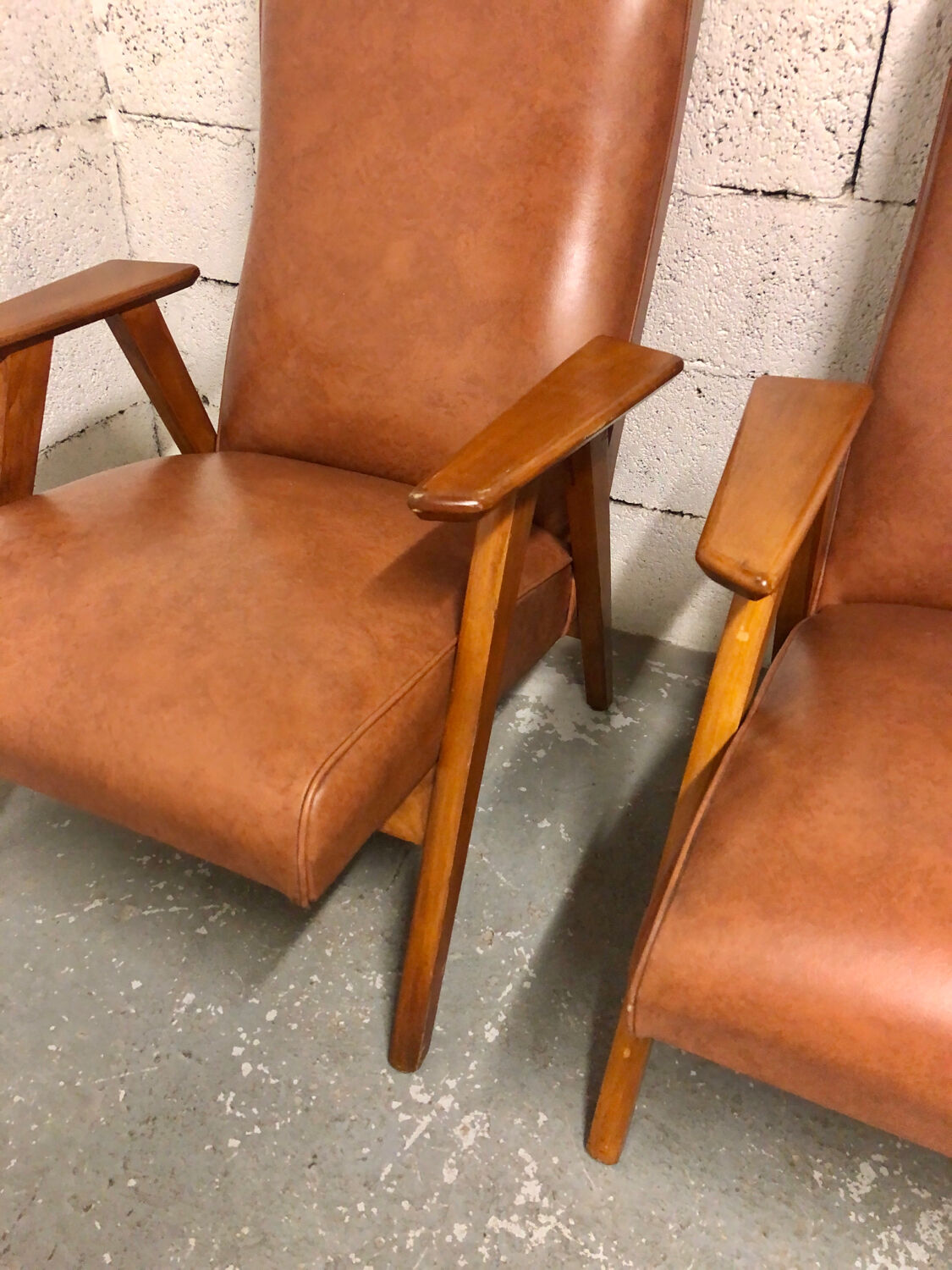 Pair of armchairs Scandinavian design feet compass vintage period 1960s