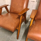 Pair of armchairs Scandinavian design feet compass vintage period 1960s