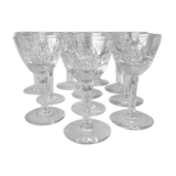 Suite of 11 glasses on foot for the drop liqueur in glass cisele