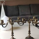 Pair of 3-arm curved chandeliers. Baroque/Rocaille style.