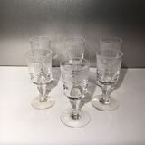 Set of 6 liqueur glasses, engraved, early 20th century