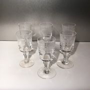 Set of 6 liqueur glasses, engraved, early 20th century