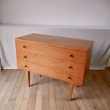 Scandinavian designer chest of drawers in blond oak Mid-Century Circa 1950