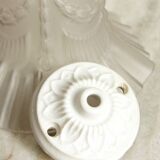 Glass tulip pendant light & porcelain rosette 1920