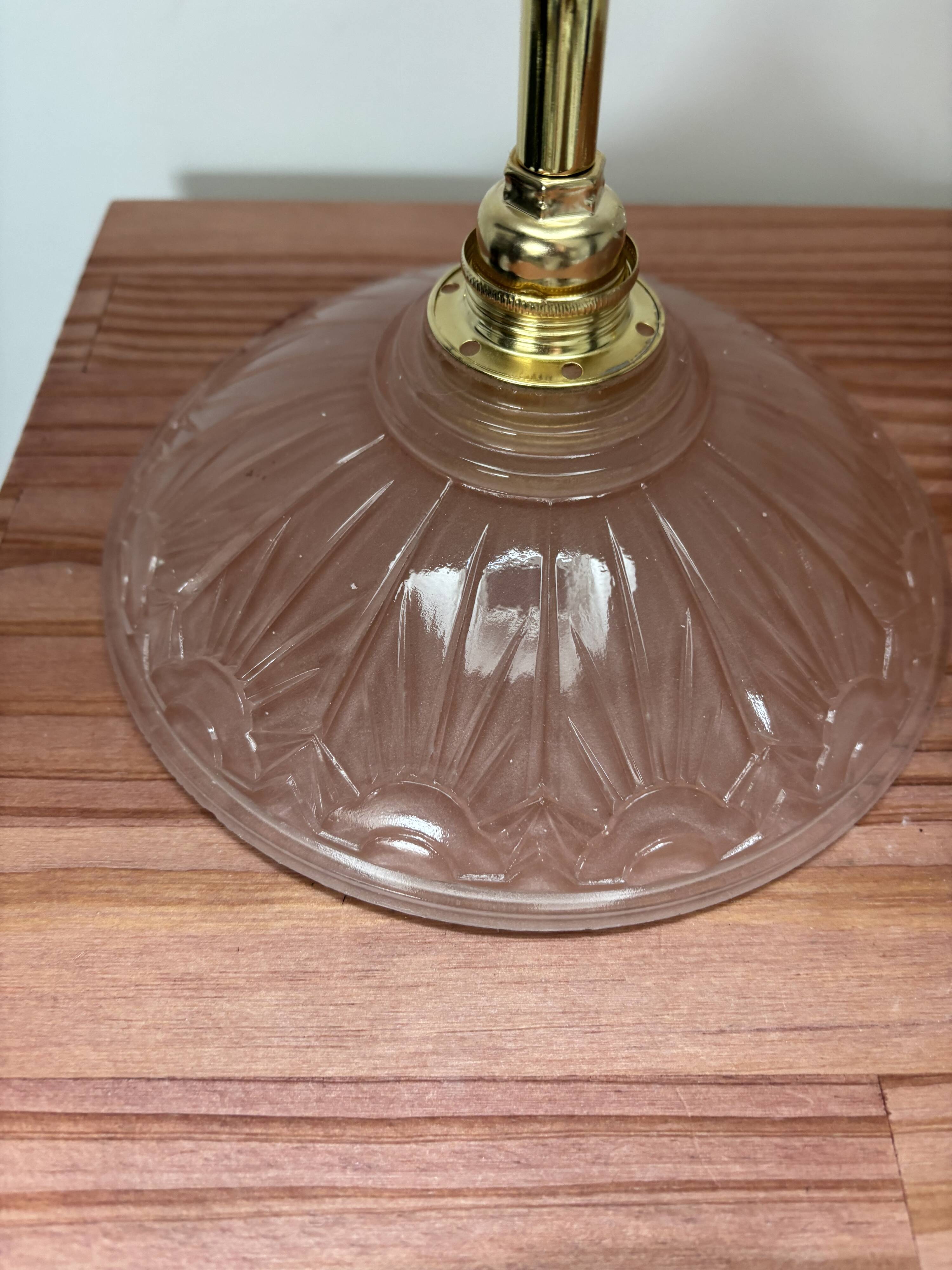 Vintage pink Art Deco glass wall lights