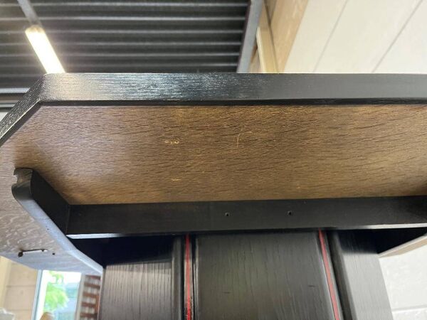 Table octogonale vintage en bois noir - pliable