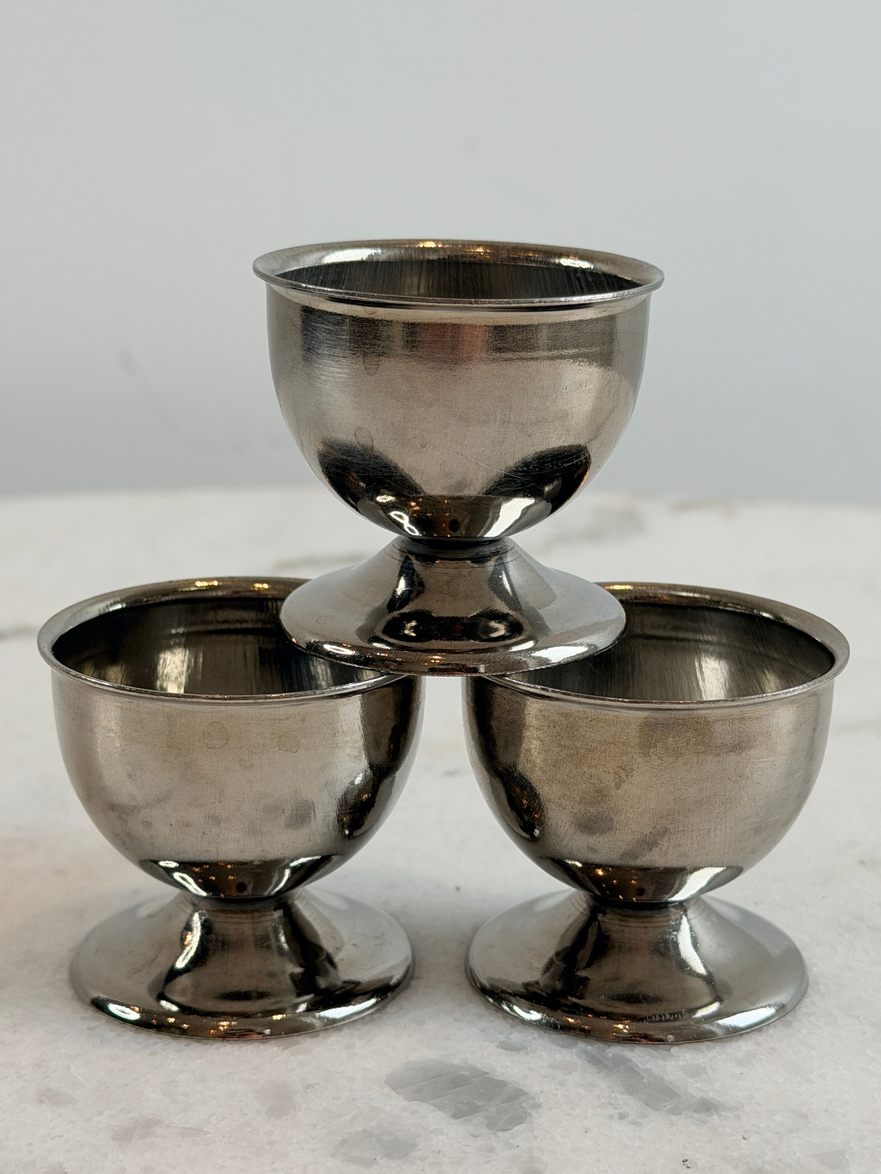 Lot de 3 coquetiers en inox