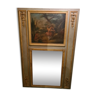 Louis XVI style lacquered wooden trumeau, late 19th century
