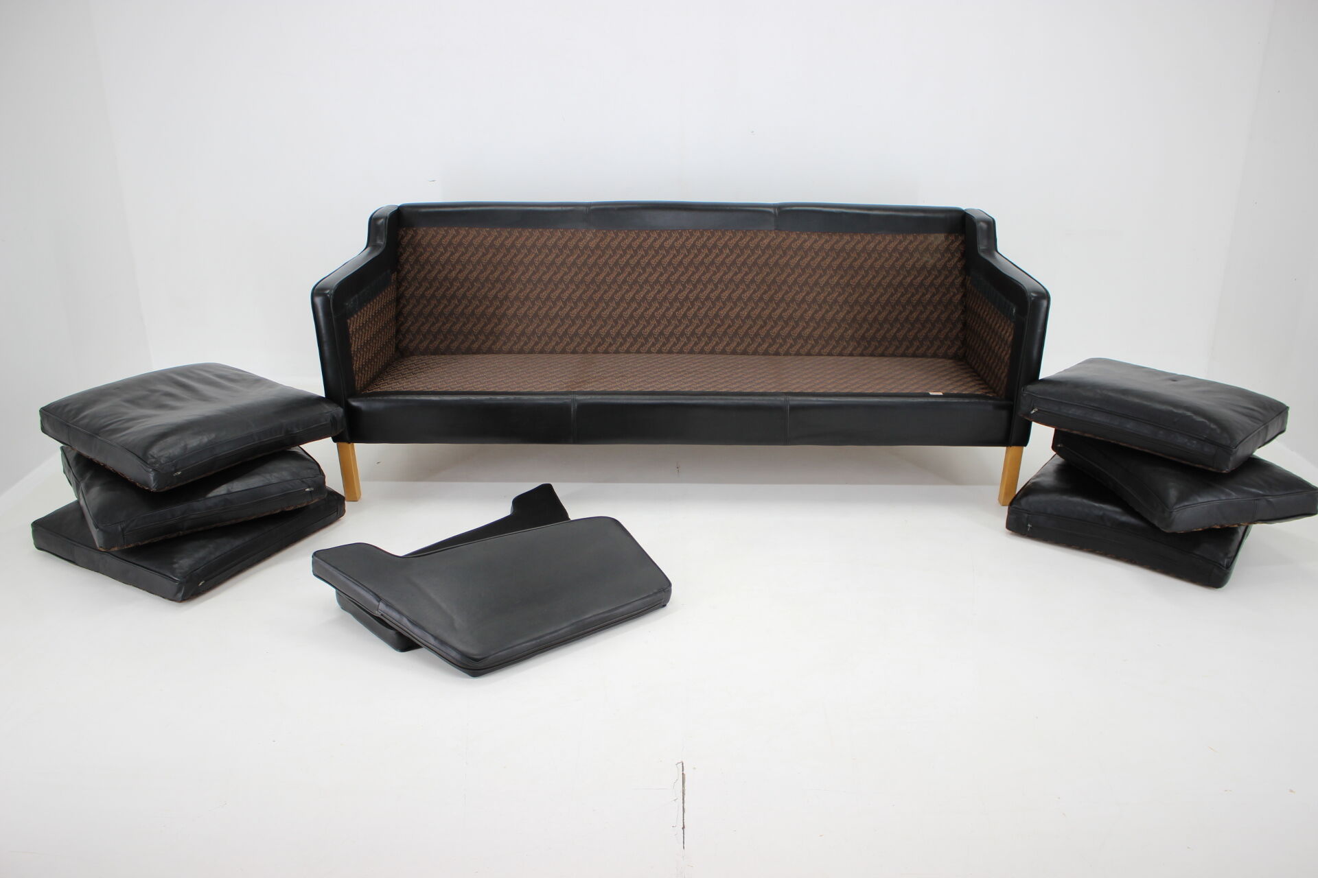 1980s Black Leather 3-Seater Sofa by Stouby, Denmark