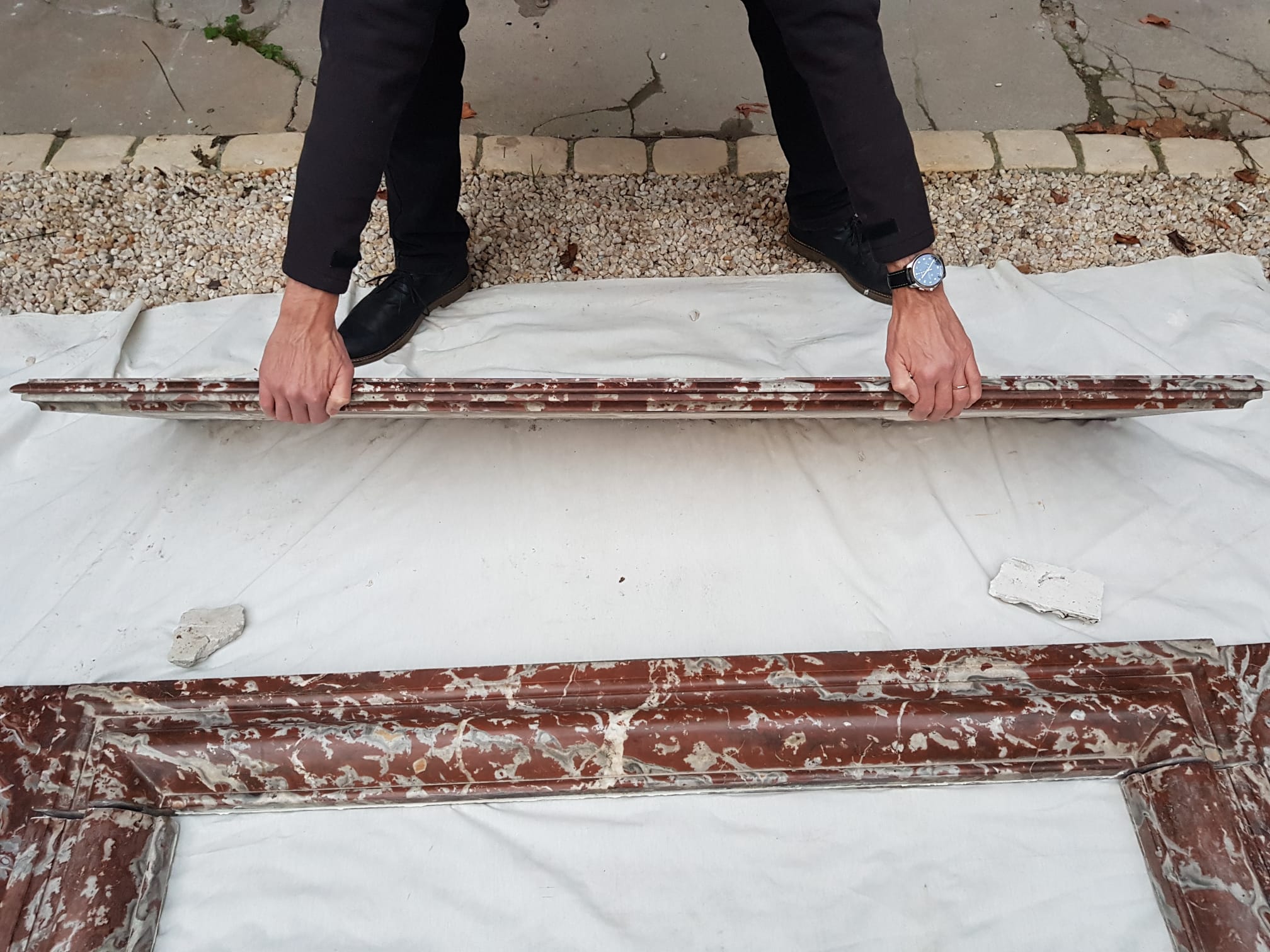 Fireplace in red marble from Languedoc