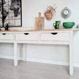 Antique counter, wooden work table.