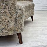 1970s, Danish 3 seater curved sofa, original multicolor furniture fabric.