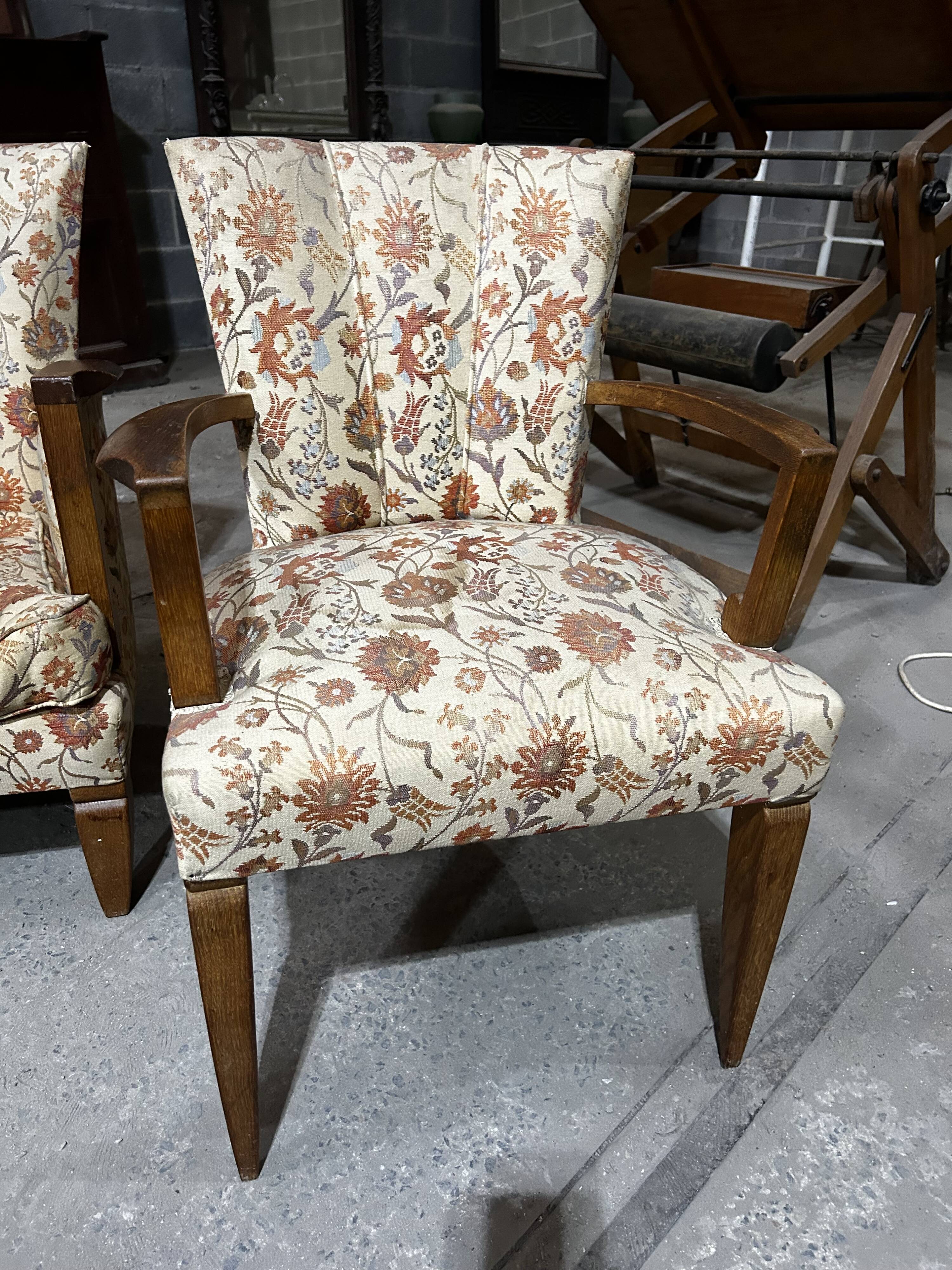3 Art Deco armchairs, 1940