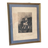 "Jeune fille dans sa calèche" gravure signée manuscritement Karl Wagner (1839 - 1929)