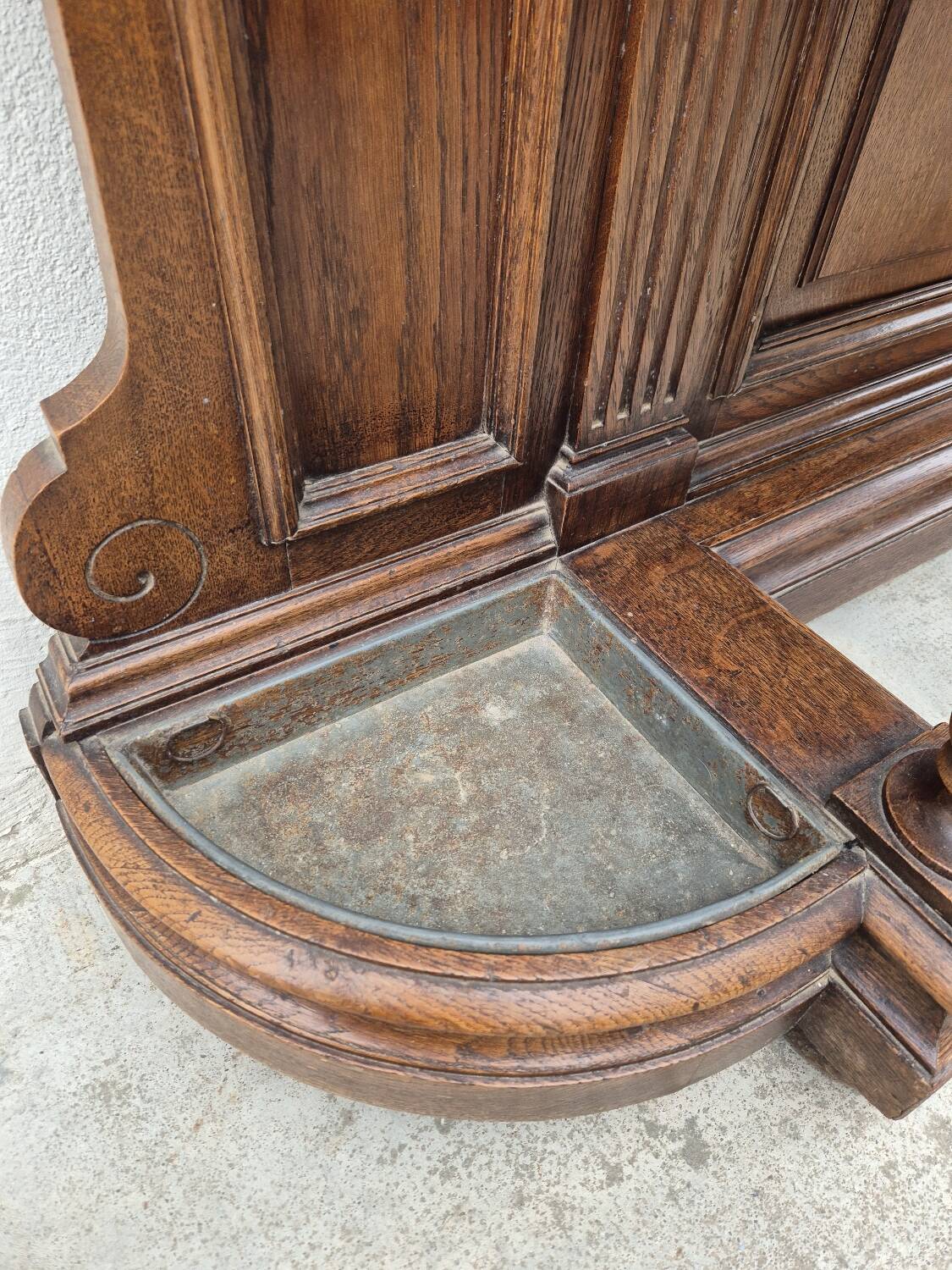 Cloakroom Napoleon III coat rack 19th in solid oak