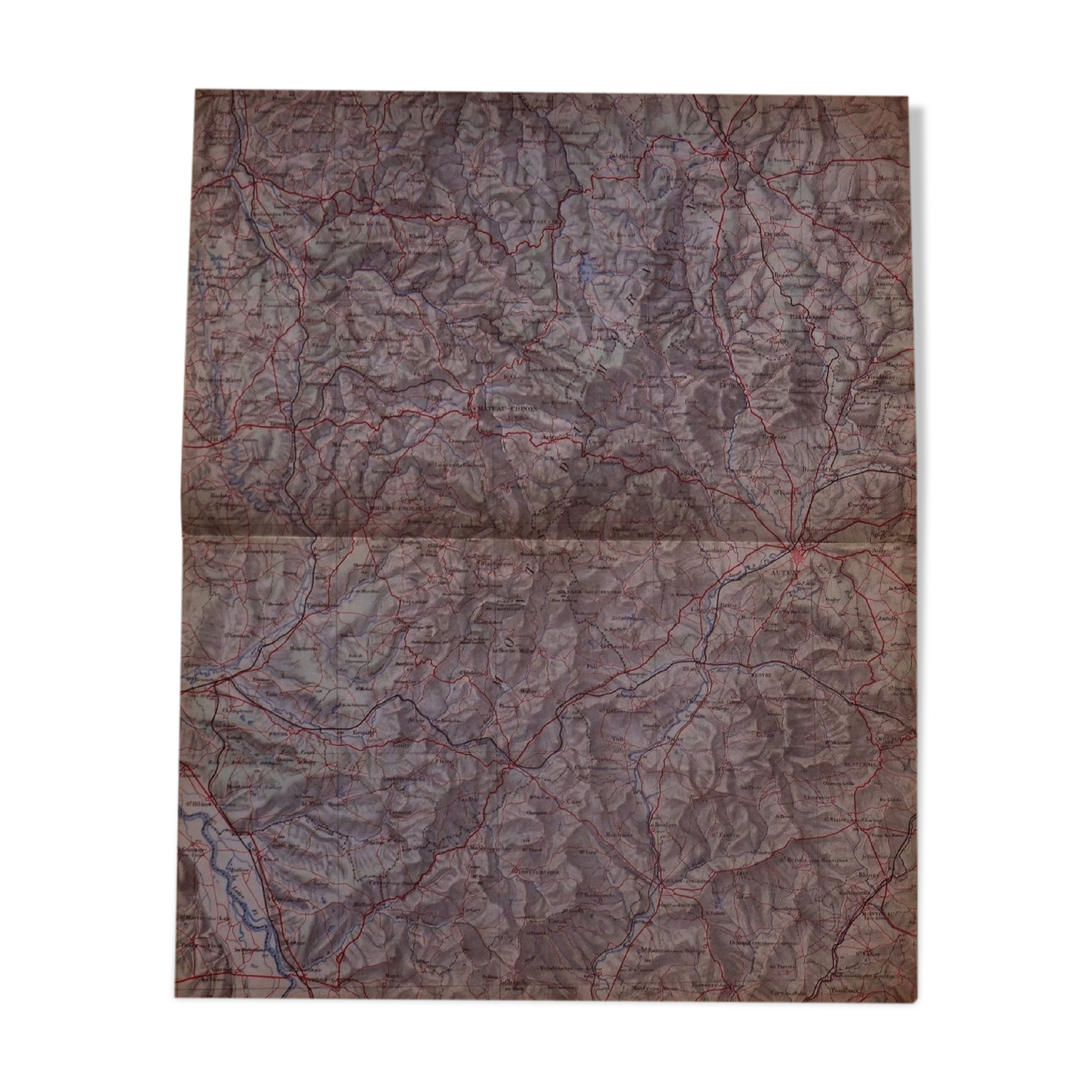 Old map of the Autun region of Château Chinon