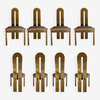 Brutalist post modern Dutch organic curvy dining chairs, 1980s, Set of 8