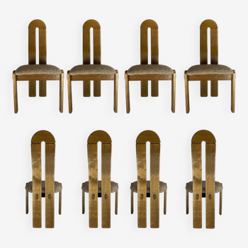 Chaises de salle à manger courbes organiques post-modernes et brutalistes, 1980s, Set de 8