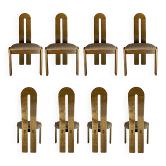 Brutalist post modern Dutch organic curvy dining chairs, 1980s, Set of 8