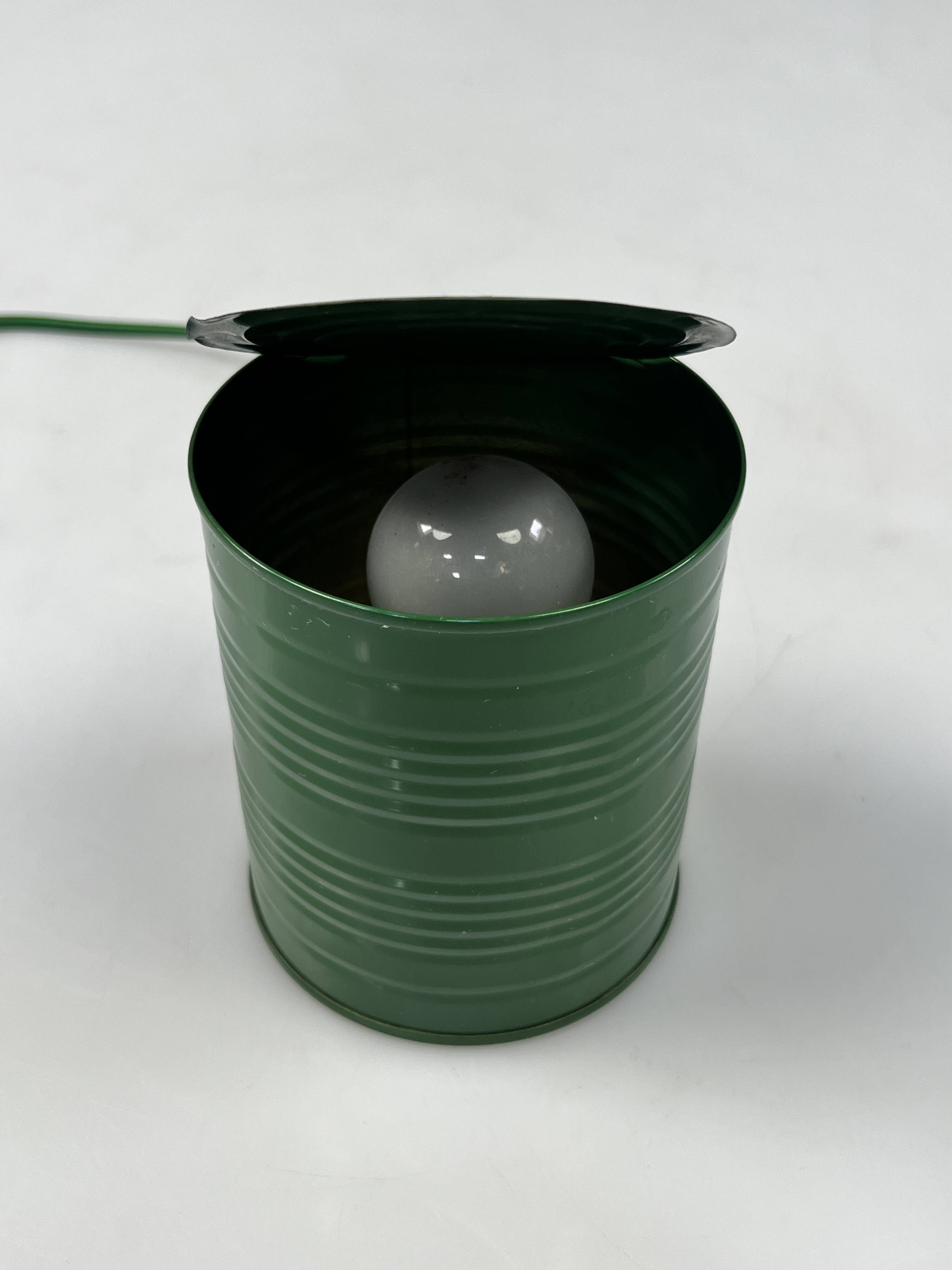Vintage Green Tin Can Lamp, Ad Van Berlo, Vrieland Design, 1980s