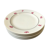 Lot of 6 plates a dessert langenthal Swiss porcelain decor pink flowers