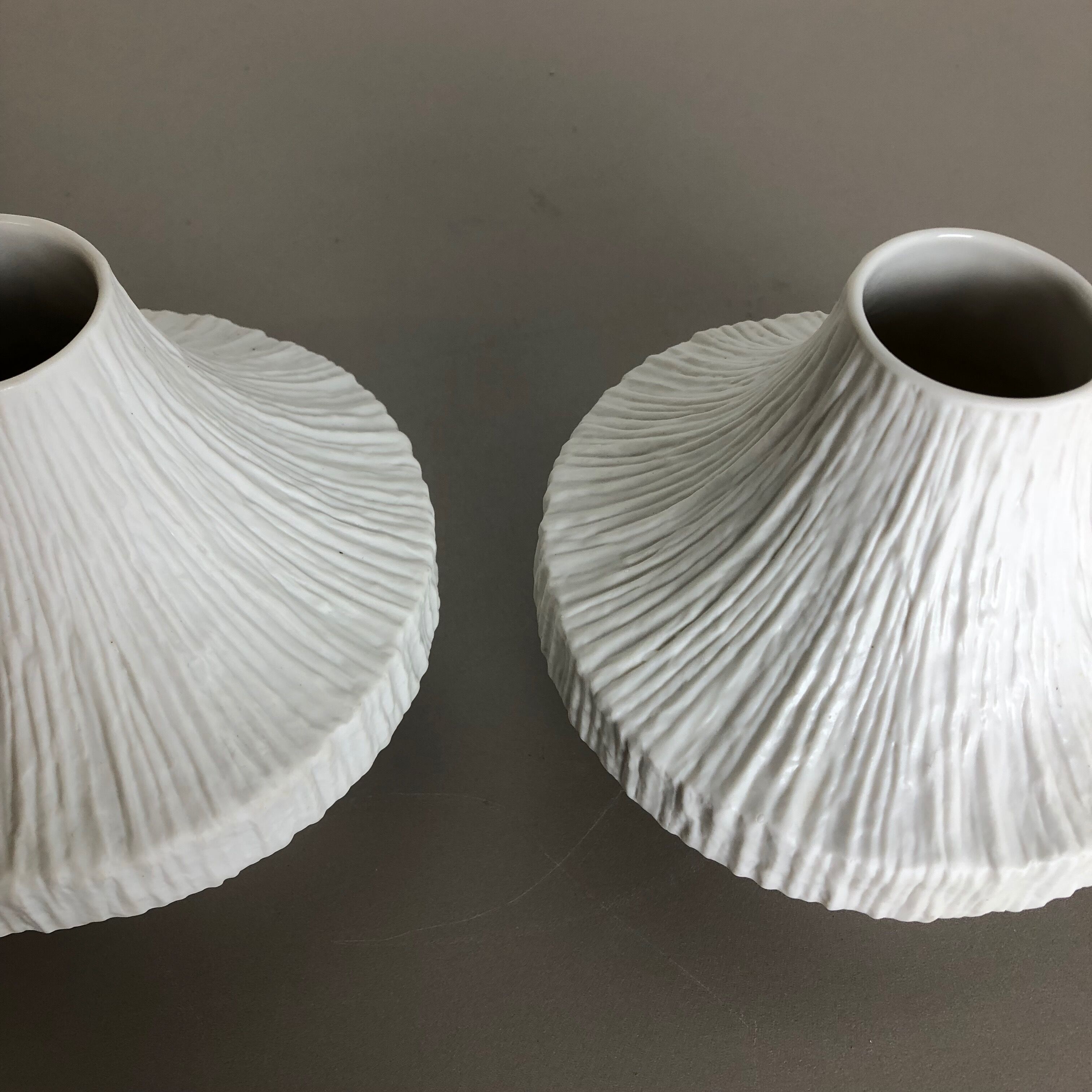Set of 2 Porcelain Op Art "STONE" Vase by Heinrich Selb, Germany, 1970s