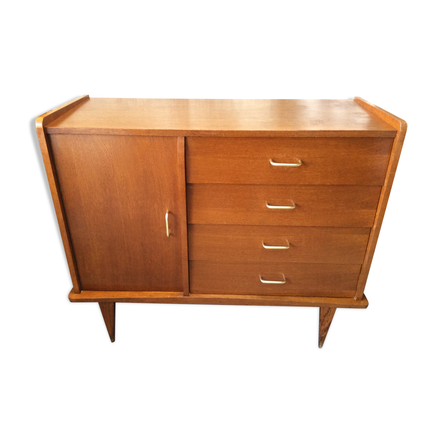 Commodity with 4 drawers and 1 vintage wooden door from the 1950s