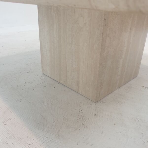Table basse en travertin italien, années 1980