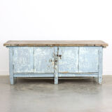 Antique industrial workbench