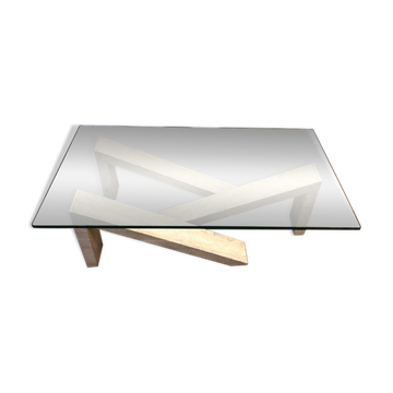 Marble coffee table with a glass top