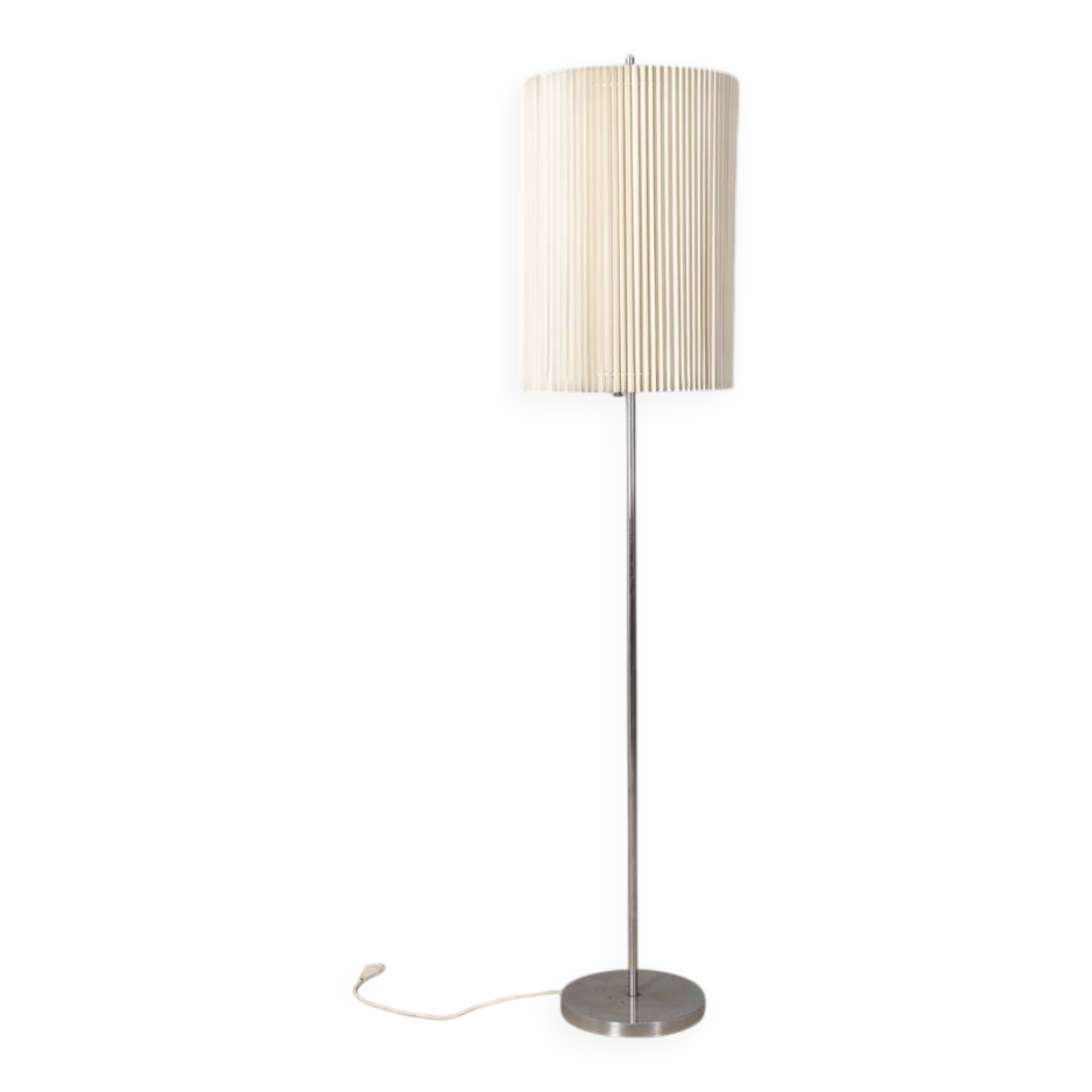 Vintage 1960s floor lamp in metal and pleated shade Italian design