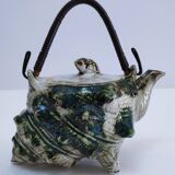 Vintage enamelled earthenware shell decor teapot
