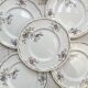 5 Assiettes plates vintage en porcelaine Longchamp Chantilly - Motif oiseau