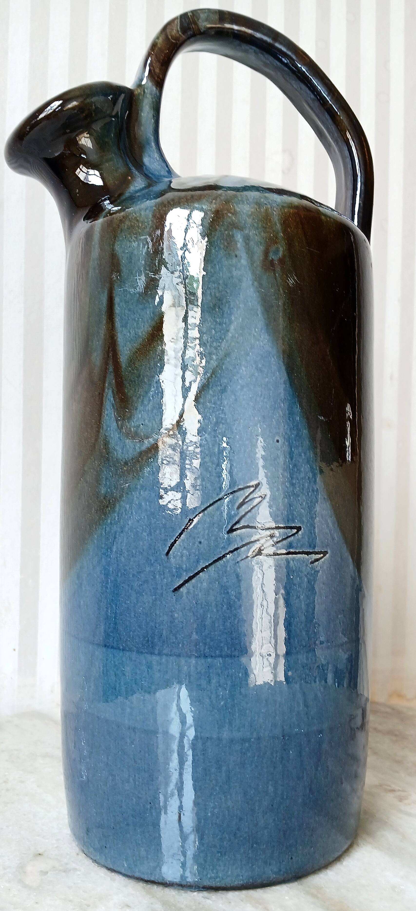 Puisaye stoneware shaped piece signed, XL pitcher