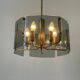 Grey glass chandelier with a brass body, 1960, Italy