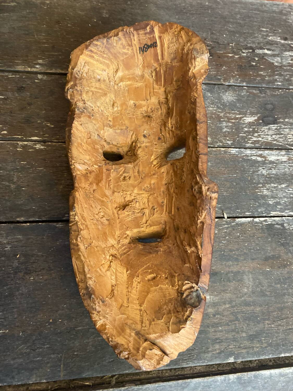 Moroccan mask in carved wood vintage decoration