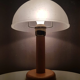 Vintage wooden table lamp with glass lampshade, 80s