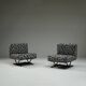 Set of 2 Jacquard postmodern lounge chairs, 1980s Italy.