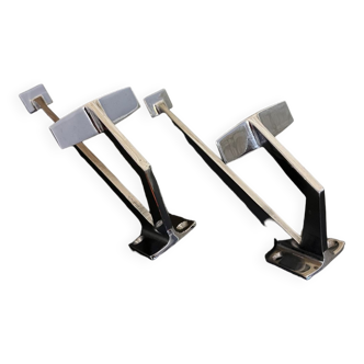 Duo of chromed metal hooks year 80