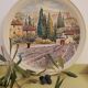 Decorative flat plate in Castelroux porcelain. Provencal scene, Landscape of Provence France