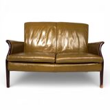 Froxfield 2 leather armchair and leather sofa set, moss green, by Parker Kn