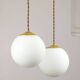 Mid-Century Italian Brass & Opaline Cluster of Lamps