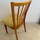 Lot of 6 old solid beech chairs, vintage design from the 60s, new fabric