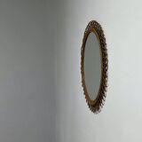 Large mirror from the 1950s. Made of bamboo. Vintage design in the Bonacina style.