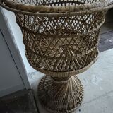 Porte-plante, cache-pot en rotin