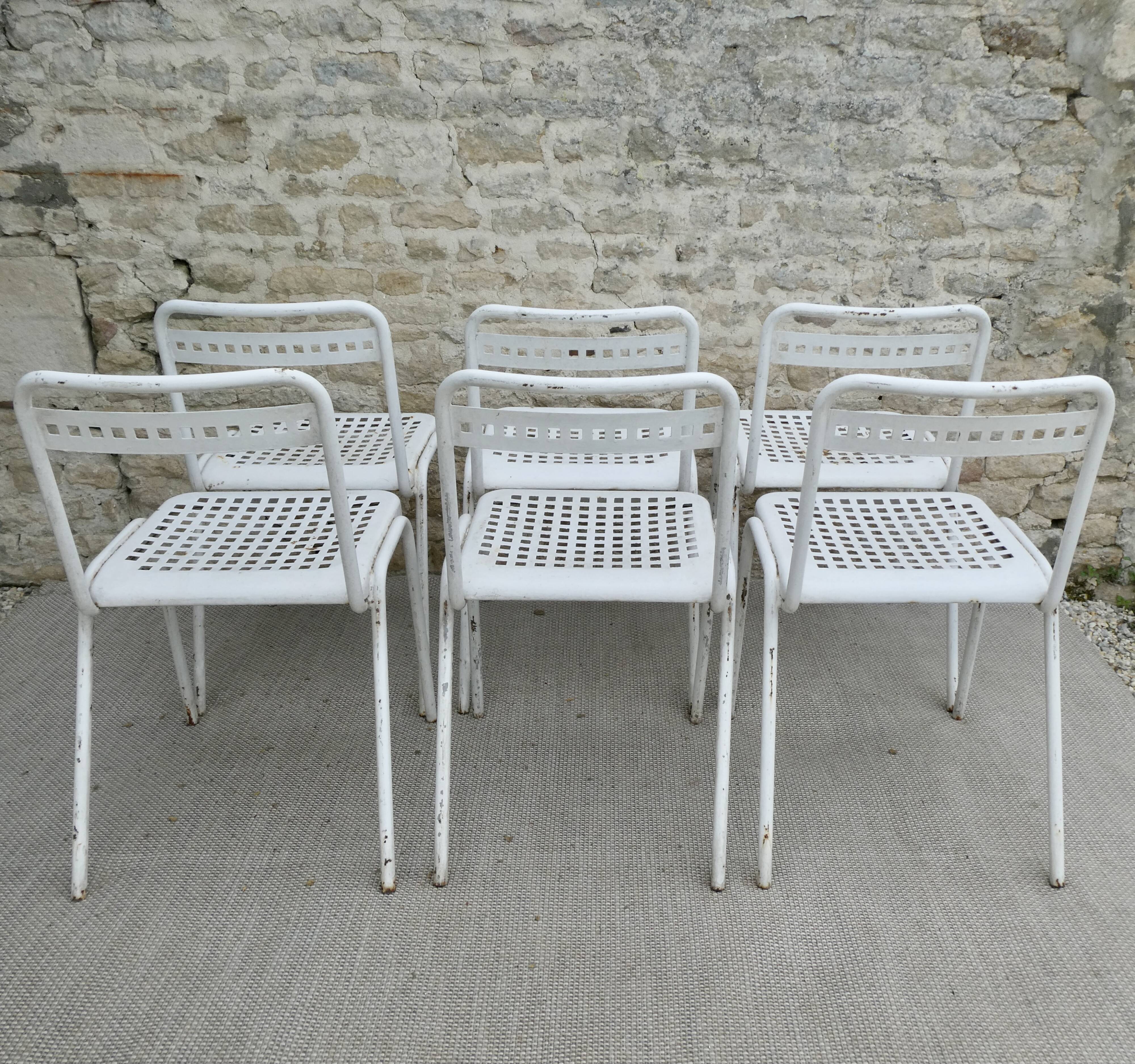 6 metal chairs Souvignet France, circa 1960