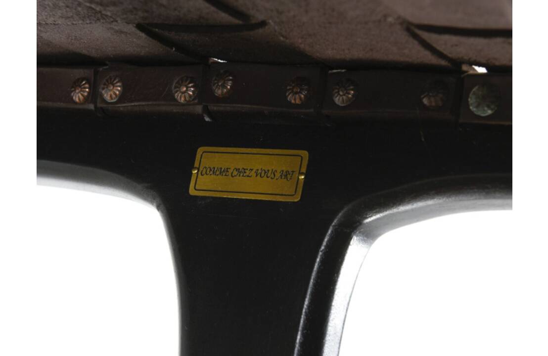 Two numbered black leather designer armchairs – Olivier De Schrijver