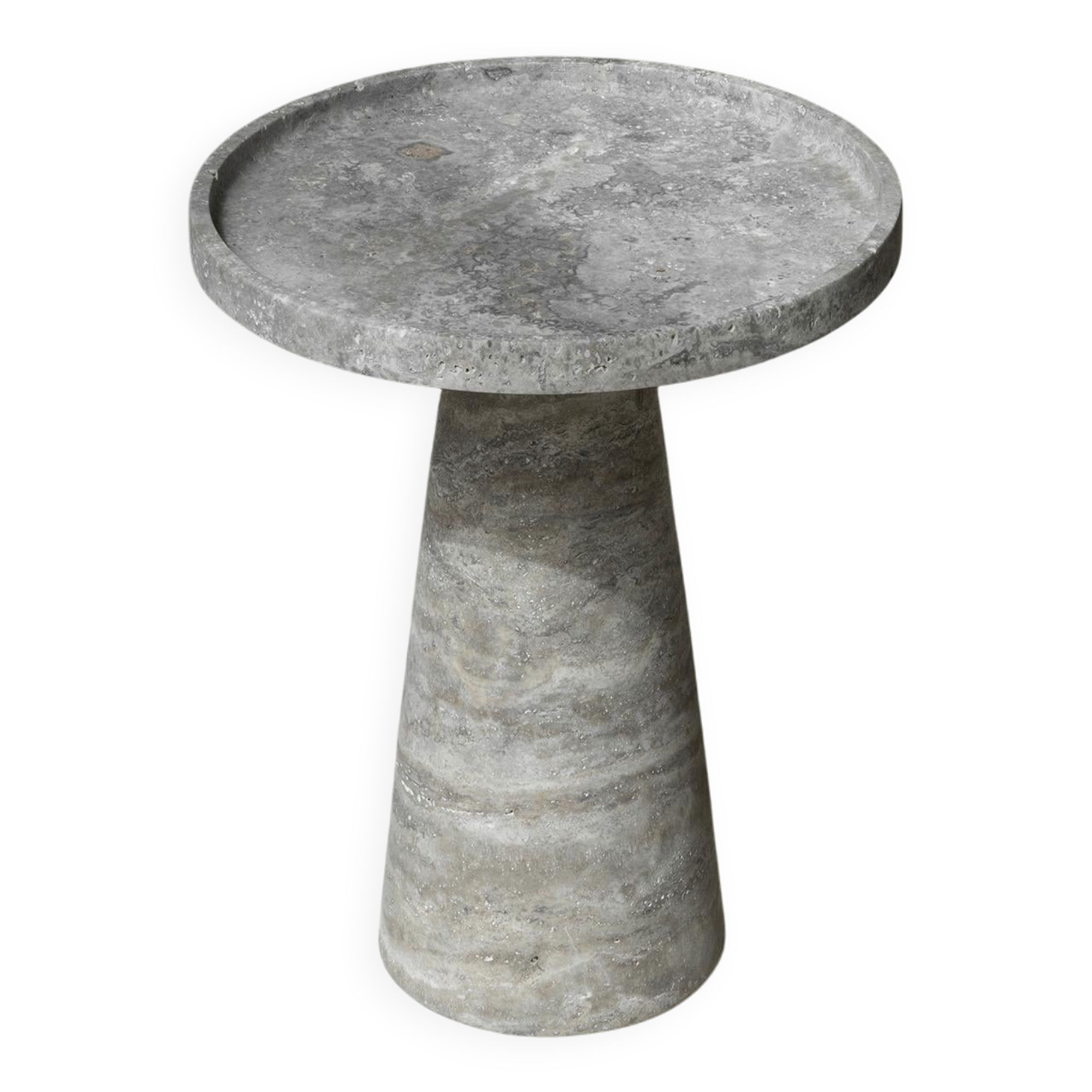 Silver travertine cone side table